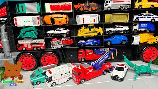 Big Car Carrier Looks for 21 Diecast Cars 【Kumas Bear Kids】 [upl. by Ikeda931]