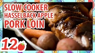 Slow Cooker Hasselback Apple Pork Loin Recipe [upl. by Ayle]