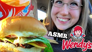 ASMR WENDYS BACON CHEESEBURGER CAR MUKBANG EATING SOUNDS [upl. by Jocelyn12]