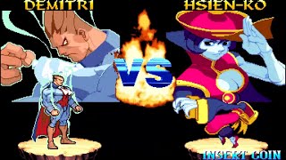 Darkstalkers 2  Demitri Maximoff vs HsienKo Arcade Mode Hard AI Vampire Hunter Revenge [upl. by Akinas420]