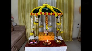 Easy Ganpati Decoration कोणालाही जमेल अशी छत्री पासून बनवलेली गणपतीची आरास  Navratri Decoration [upl. by Edahsalof961]