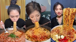 Eats Ten Packs of Instant Noodles Spicy Noodles Eating Mukbang Eating Sounds [upl. by Atis531]