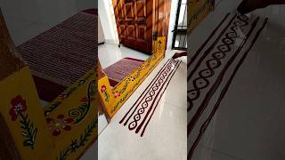 Easy border rangoli designs infront of home 🏡 fridayrangoli ytshorts viral borderkolam trending [upl. by Dnyletak357]