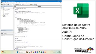 Sistema de Cadastro Com MS Excel VBA  Aula 07 [upl. by Oranneg432]