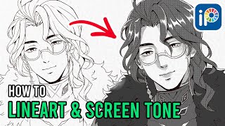 Lineart Tutorial in Ibispaint X and how to use Screentones with Parblo Ninos [upl. by Earej873]