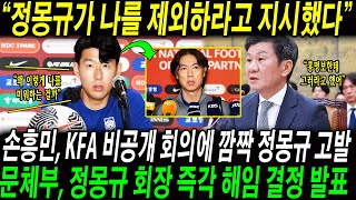 “정몽규가 나를 제외하라고 지시했다” 손흥민 KFA 비공개 회의에 깜짝 참석해 정몽규를 고발 문체부 정몽규 회장 즉각 해임 결정 발표 [upl. by Onofredo]