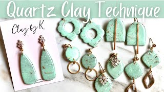 POLYMER CLAY EARRINGS TUTORIAL  QUARTZ POLYMER CLAY TECHNIQUE  HOW TO MAKE CLAY EARRINGS [upl. by Dott988]