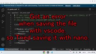 Got an error when saving the file with vscode so Tried saving it with nano [upl. by Ellivnarg]