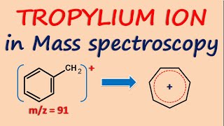 Tropylium ion Mass spectroscopy  Significance of peak in spectra [upl. by Conlen]