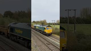 Train at Willington 221024 66564 on a Toton to Basford yard [upl. by Olnee]