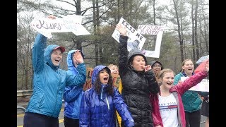 Boston Marathon 2018 Drenched fans go wild at the Wellesley College Scream Tunnel [upl. by Noni]