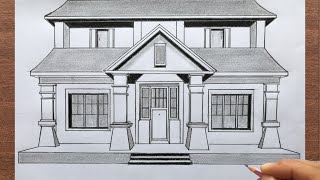 How to Draw a House in 1Point Perspective Step by Step [upl. by Enixam547]