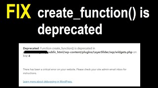 Fix createfunction is deprecated  Critical error WordPress PHP [upl. by Leacock572]