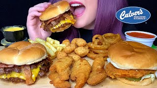 ASMR CULVER’S MUKBANG NO TALKING BACON CHEESEBURGER  SPICY CHICKEN SANDWICH  CHEESE SAUCE [upl. by Best]