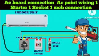 Ac board connection  Ac point wiring  1 Starter 1 Socket 1 mcb connection JrElectricSchool [upl. by Ecaidnac289]