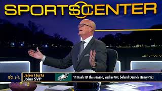 Jalen Hurts trolls Scott Van Pelt after win vs Commanders ￼ [upl. by Enneire]