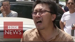 China explosions Tianjin residents hold protests  BBC News [upl. by Obbard129]