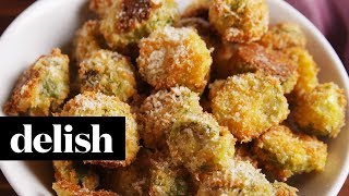 Parmesan Crusted Brussels Sprouts  Delish [upl. by Azmuh123]