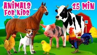 Animals for Kids 25 min Farm animal sound [upl. by Kissee]