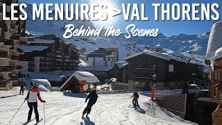 Behind the scenes of skiing from Les Menuires to Val Thorens in Les 3 Vallées [upl. by Karolyn]