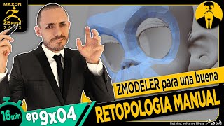 Curso de ZBrush 9x04  Retopología manual como en TopoGun [upl. by Rennug]