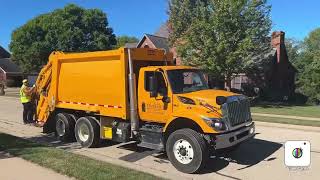 City of Dubuque International Heil rear loader garbage truck on carted trash [upl. by Akeihsal]