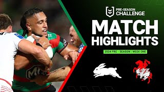 NRL PreSeason 2024  Rabbitohs v Dragons  Match Highlights [upl. by Jem]