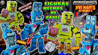 Como hacer figuras de papel Bonnie y Chica Minecraft Five Nights at Freddys Papercraft Movible [upl. by Tekla]