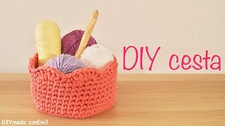 Cómo tejer cesta de trapillo a crochet paso a paso  DIY moda con Emil [upl. by Amej]