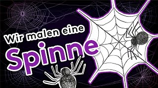 Wir malen eine Spinne 🕷 im Spinnennetz 🕸 Malen und Zeichnen lernen für Kinder und MalAnfänger 🎨 [upl. by Anelem]