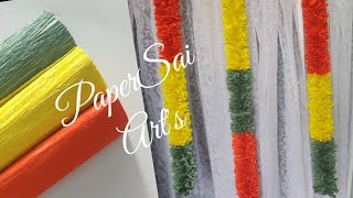 Crepe paper flower garland for decoration at homeHandmade SteamersToran making ideasPaperSaiarts [upl. by Letnohc]