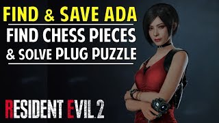 Find amp Save Ada  Find Chess Pieces amp Solve Plug Puzzle to Open UArea Door  Resident Evil 2 [upl. by Wickner]