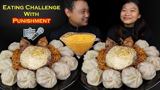 Momo And Spicy Noodles Challenge With Punishment Pork Momo Mukbang Chicken Diamond Nepali Mukbang [upl. by Sedicla253]