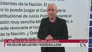 Cristina le respondió a Milei luego de que el Gobierno le quitara la jubilación de privilegio [upl. by Eenahc457]