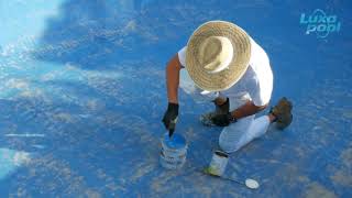 How to paint your pool with LUXAPOOL Epoxy Pool Paint  Painting the Pool [upl. by Binah]