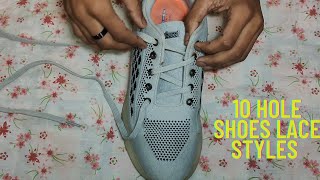 10 HOLES SHOES LACE STYLE  SPORTS SNEAKER NEW LACE STYLE  CROSSING LACE STYLES shoes howtodo [upl. by Anilejna570]