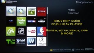 SONY BDPS5100 Bluray player 3D REVIEW SET UP MENUS APP amp MORE [upl. by Curr]