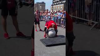 Official world record 200kg440lb atlas stone lifted to my shoulder [upl. by Kcirdlek]