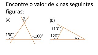 GEOMETRIA PLANA  Encontre o valor de x nas seguintes figuras [upl. by Bergmans]