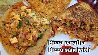 Pizza paratha Pizza sandwich recipe  Onion Capsicum Paneer Pizza paratha  pizza paratha recipe [upl. by Sarazen]