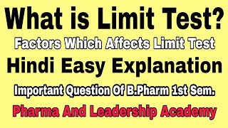 What is Limit Test Factor Affecting Limit Test  Lecture7  Pharmacy Video  Important Questions [upl. by Giarg]