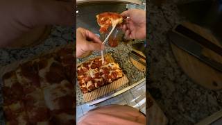 DOUBLE PEPPERONI DETROIT STYLE PIZZA ON CRUNCHY SOURDOUGH pizza asmr cooking shorts food [upl. by Bovill]