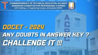 ACPC DDCET 2024  Any doubt in the Answer key Challenge it [upl. by Blaire527]