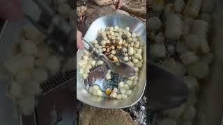 Making fire out of paper towel and cook a delicious meal outdoors bushcraft camping [upl. by Thorley]