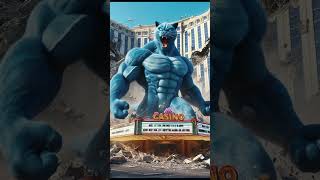 A giant blue cat destroys the city of Las Vegas cats cat monstercat [upl. by Mich]