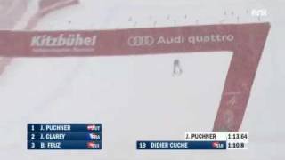 Didier Cuche wins the Kitzbühel downhill for the 5th time [upl. by Enilekaj]