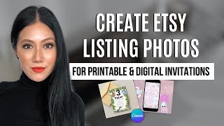 Make Etsy Listing Photos For Printable Invitations and Digital Invitations Canva Tutorial [upl. by Urissa]