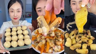 SUB Fish Roe Single Teaded Garlic🐟🐟🧄🧄Dried Scallop🐚🐚Cow Chest🐮🐮mukbangeatingasmr [upl. by Ultann30]