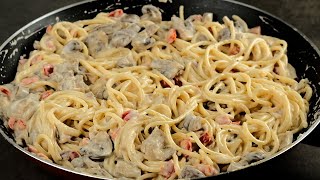 Spaghetti mit Champignons in Sahnesoße Einfach köstlich [upl. by Magna]