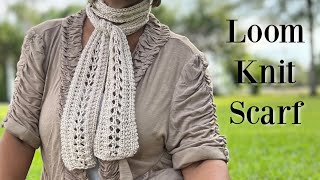 LoOM Knitting Scarf  Wheat and Garter Lace Stitch Skinny Summer Scarves  Loomahat [upl. by Edlyn]